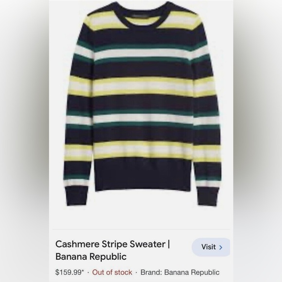 Banana Republic 100% Cashmere Stripe Crewneck Sweater - Picture 7 of 8